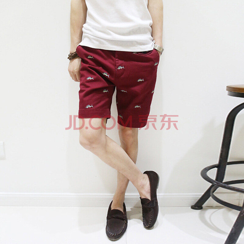 罗得堡 2014夏季新款<em>刺绣</em>工装<em>短裤男</em>潮英伦酒