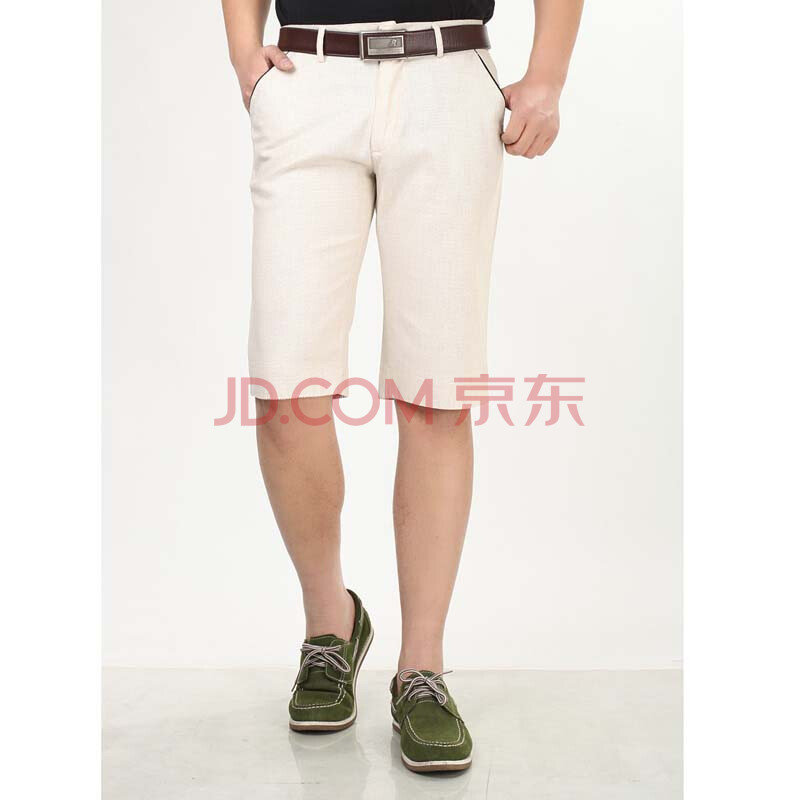 金栗鼠夏季新款 棉麻<em>男士短裤</em> 休闲<em>麻裤</em> 松紧腰
