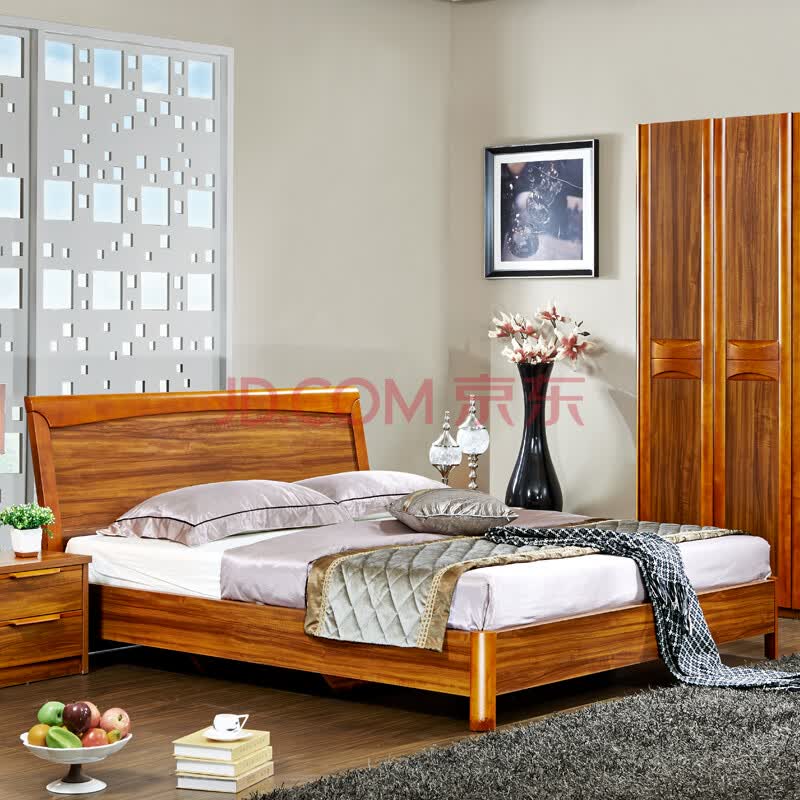 凡哥尔双人床 婚床 板木床 现代中式床 住宅家具 1.5*