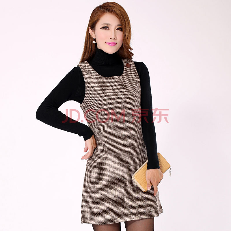 2014<em>新款</em> 韩版秋冬<em>新款女装 毛呢</em>背心裙 无袖连