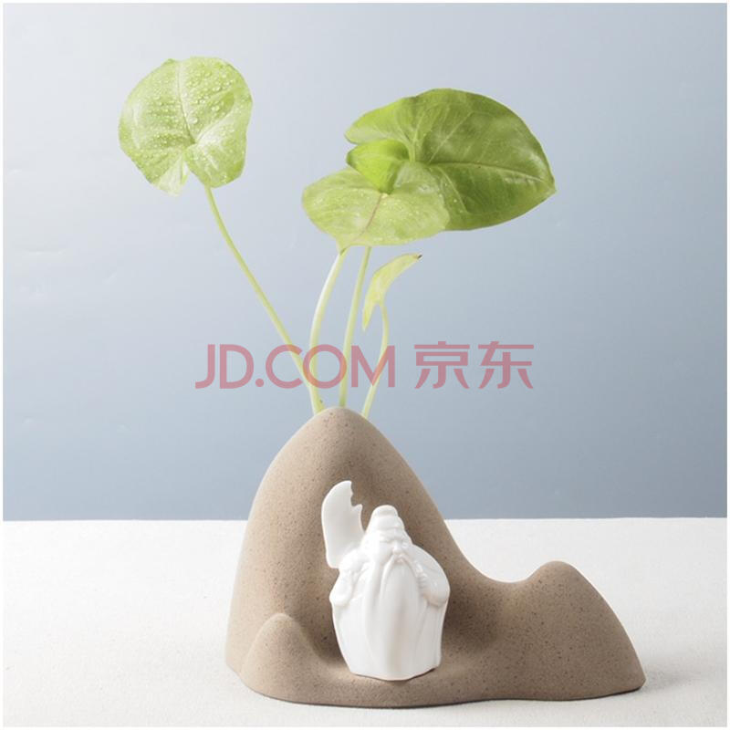 陶瓷家居手工创意简约桌面花瓶弥勒人物工艺品摆件水培植物花器 关公