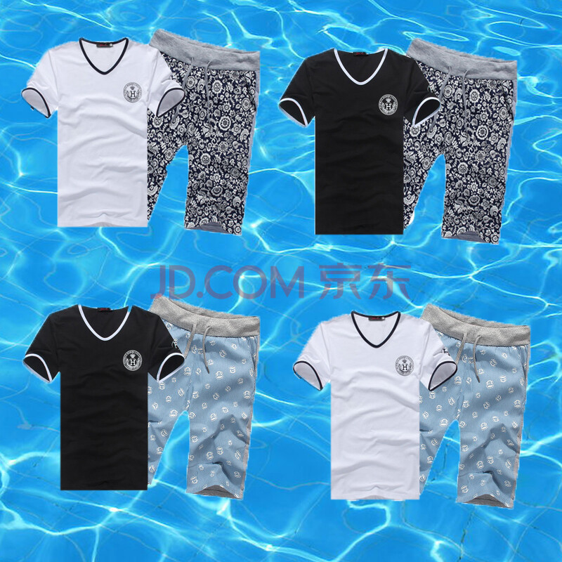 14夏装韩版纯棉印花男士男装修身短袖T恤<em>配短</em>