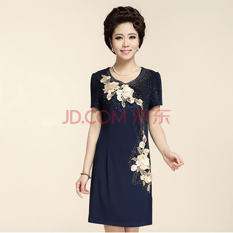 <em>加肥</em>加大码妈妈装<em>中老年女装短袖</em>连衣裙 夏新