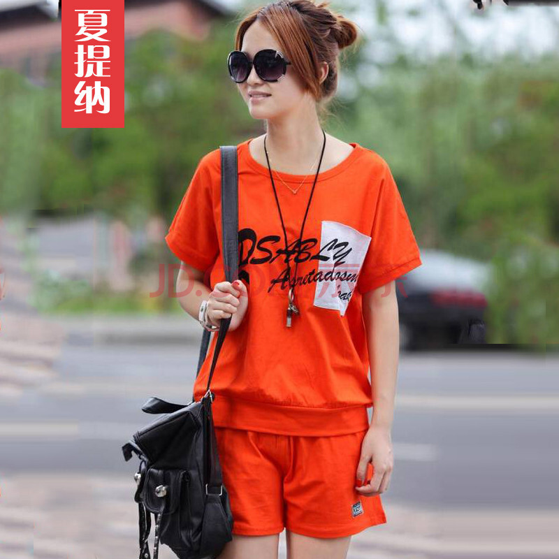 2014运动套装女夏蝙蝠衫韩版t恤短裤女装运动服运动套装女款夏装休闲