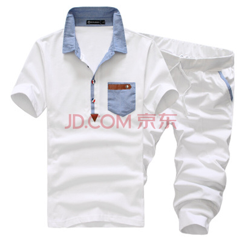 夏天男式韩版休闲短袖<em>套装</em>POLO领运动服<em>中年</em>