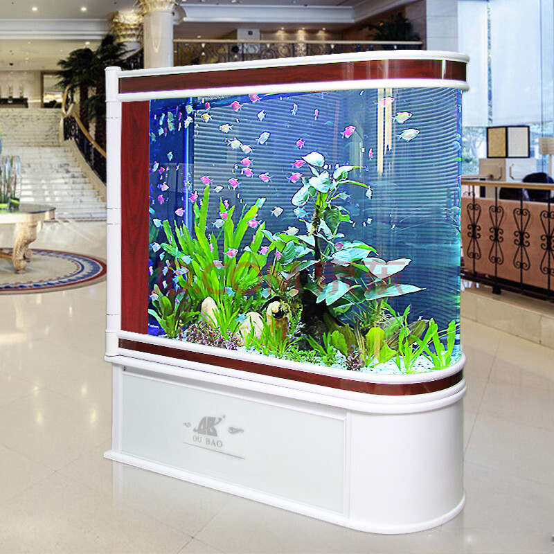 欧庭 翻柜吧台鱼缸水族箱 客厅屏风生态玻璃1米 金鱼缸1.
