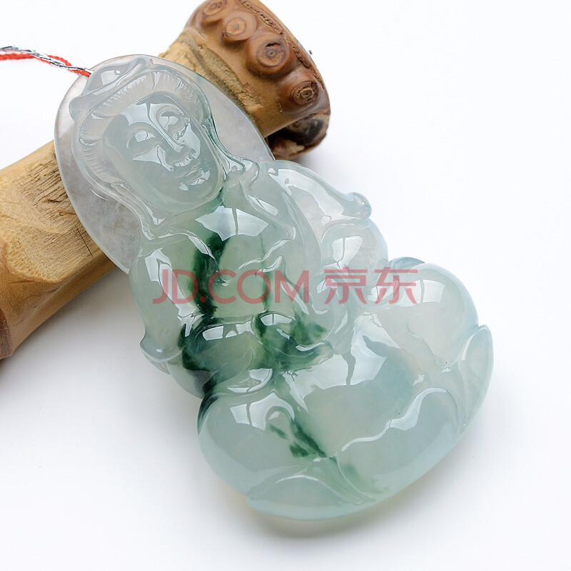 G393果敢翡翠 慈眉目善飘花翡翠观音吊坠