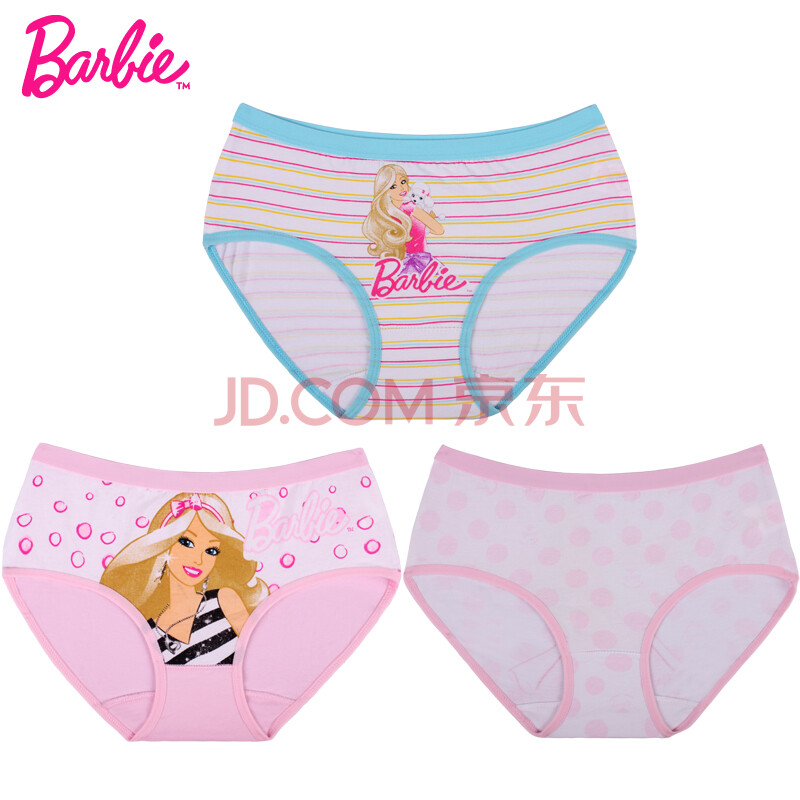 芭比(Barbie)系列<em>少女</em>纯棉内裤中腰<em>卡通内裤</em>三