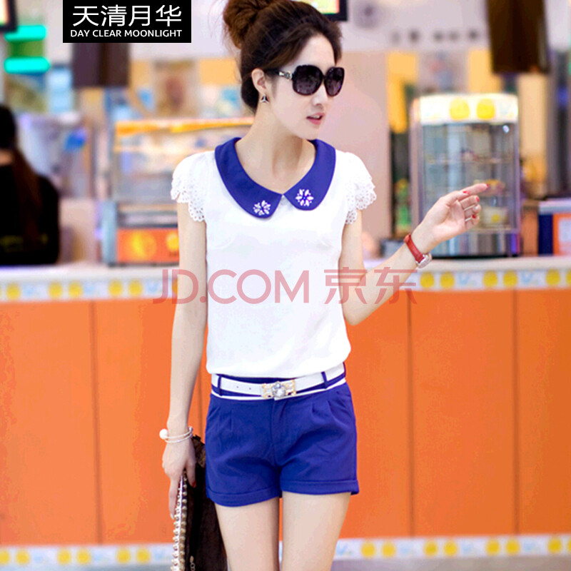 清月华2014夏装新款韩版时尚休闲套装<em>女装</em>大