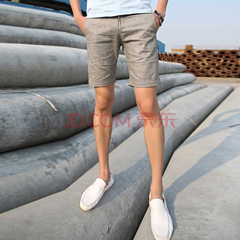 衫<em>步</em>UPS 韩版修身<em>五分</em>裤简约纯色<em>短裤</em>男士休