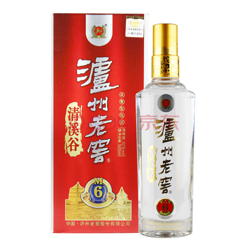 白酒 泸州老窖清溪谷酒m6 浓香型白酒 52度 500ml 6瓶