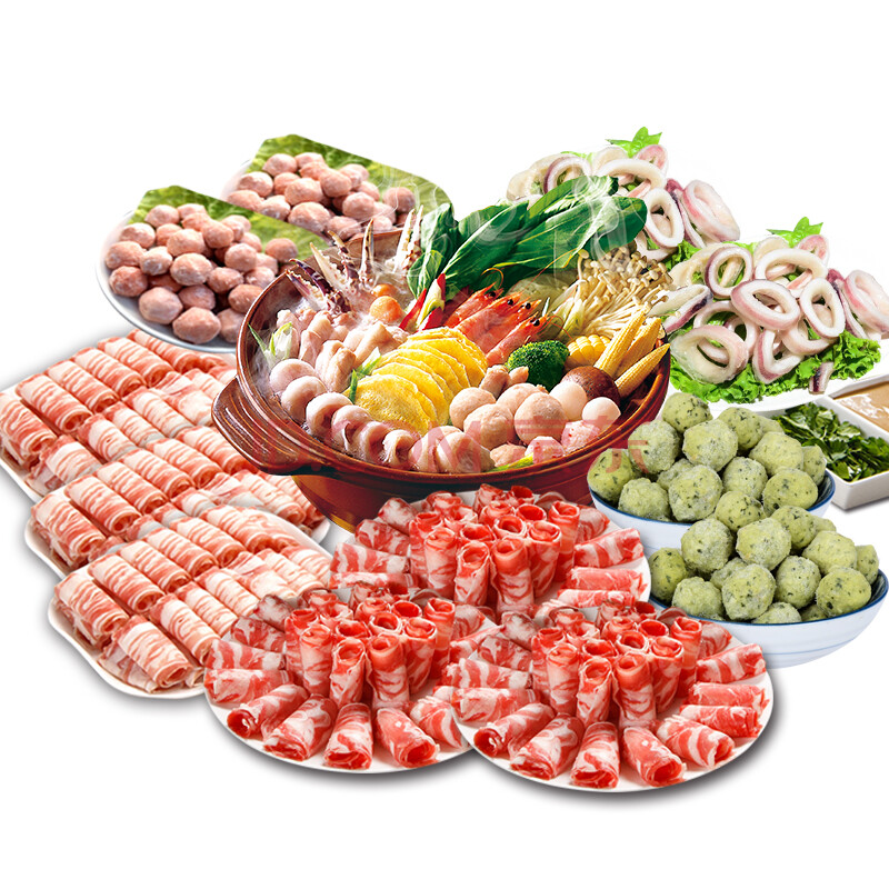惠之园火锅套餐肥牛卷羊肉卷丸子组合食材公司多人大型聚餐聚会