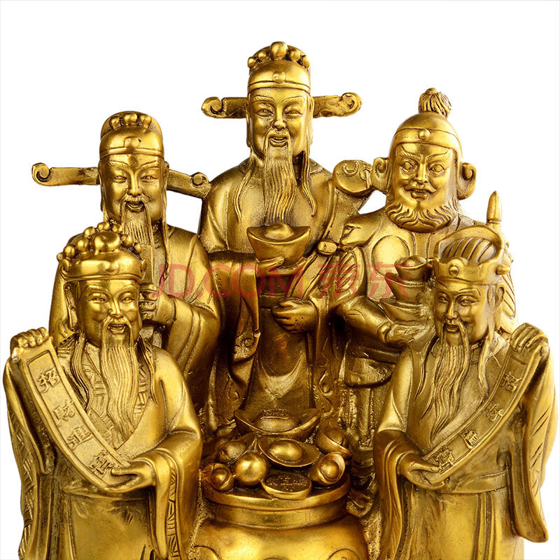 风水阁 铜五路财神摆件文财神聚宝盆摆设财神佛像摆件
