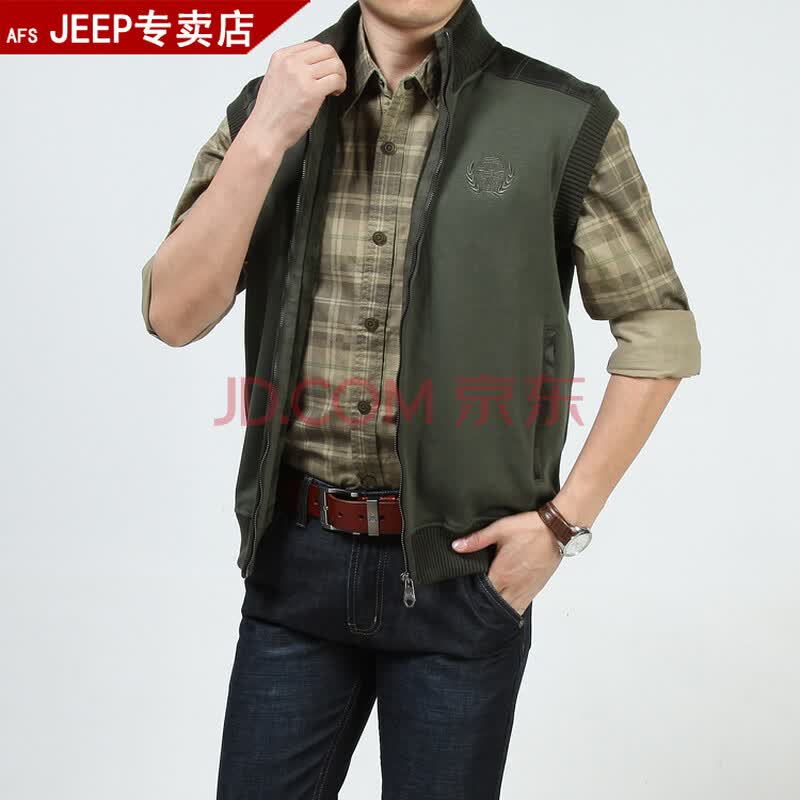 AFS JEEP男装<em>加绒加厚男保暖</em>秋冬马甲马夹 