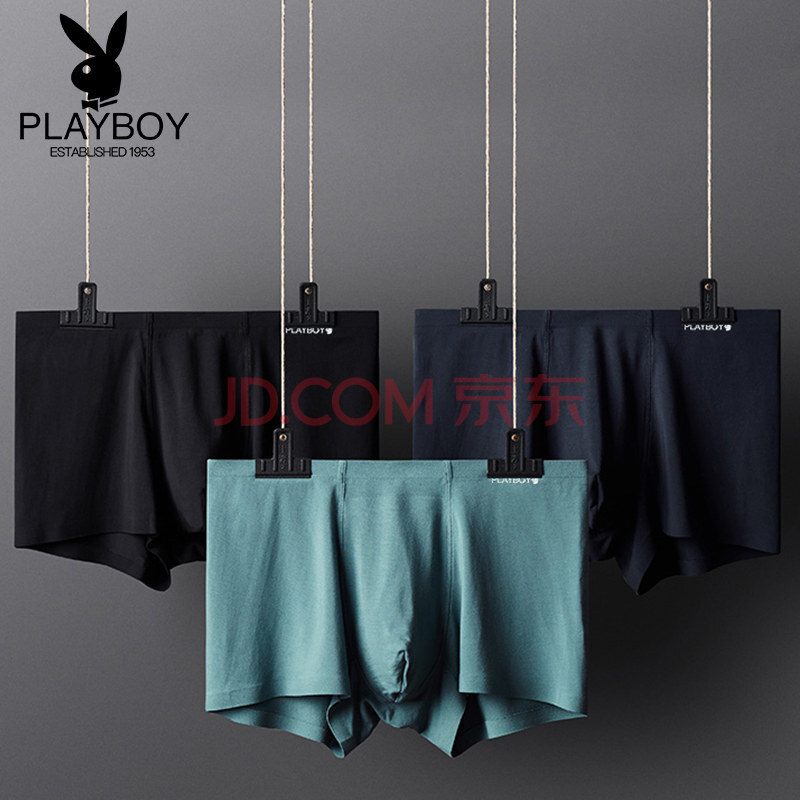 PLAYBOY/»¨»¨¹«×ÓÄÐÊ¿ÄÚ¿ãÇàÄê´óÂëÏļ¾Äª´ú¶ûÍ¸ÆøÎÞºÛU͹ƽ½Ç¿ãËĽǶ̿㠺ÚÉ«+»ÒÂÌ+ÉîÀ¶ XL