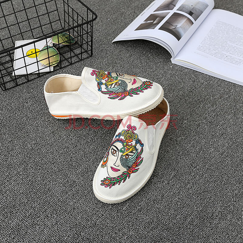 刺繡布藝春秋老北京刺繡布鞋男快手色鬼社會帆布鞋休閑鞋 美女 41