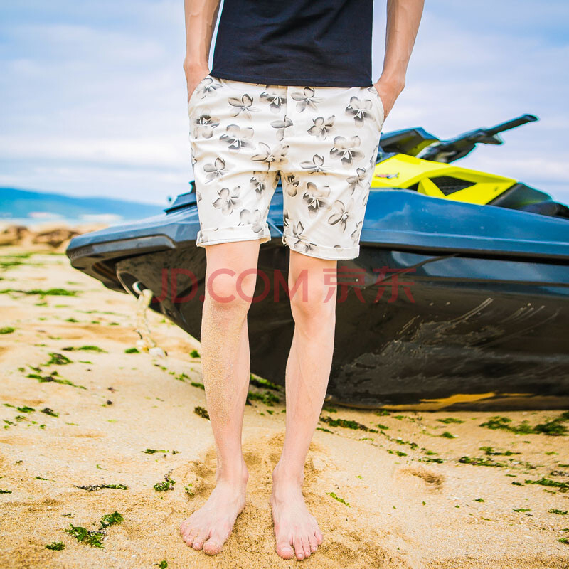 衫<em>步</em>UPS 韩版修身<em>五分</em>裤男士休闲<em>短裤</em>时尚印