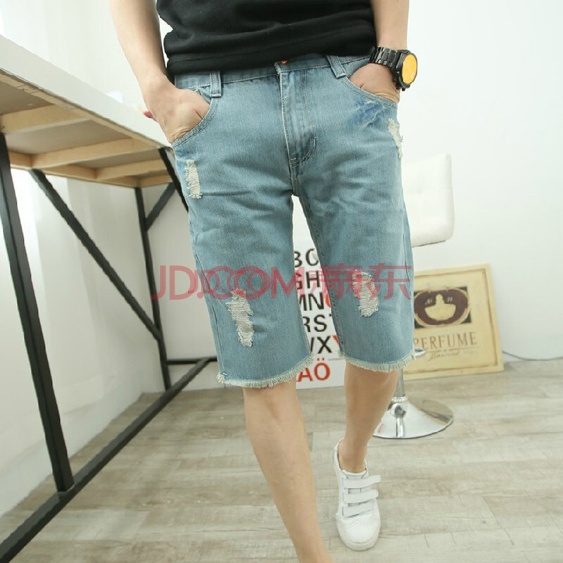 凡遇 2014夏季<em>薄款</em>男士<em>牛仔短裤</em> 潮男韩版直筒