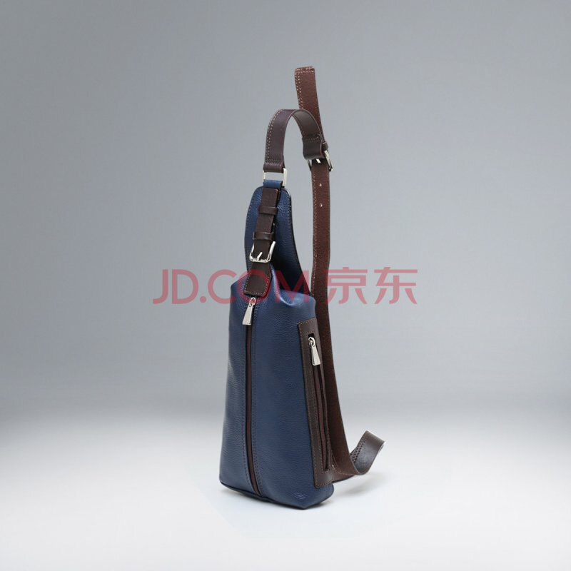 预售chiarugi手工制造 柏品 男士休闲包 单肩斜背包 斜挎包 蓝色图片