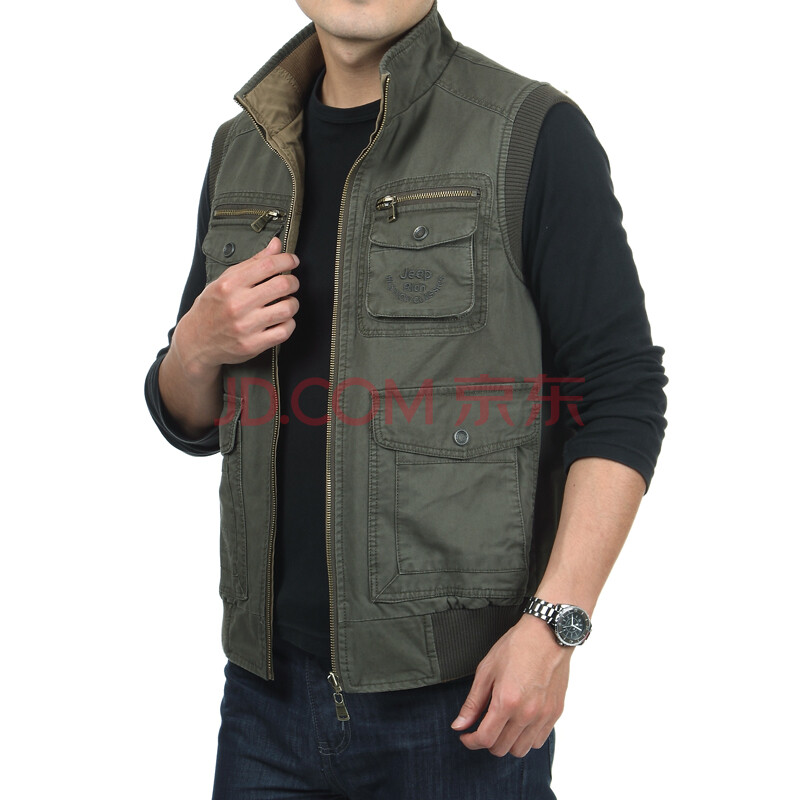 瀚瑞2014<em>春秋</em>户外jeep中老年<em>马甲</em>两面穿摄影