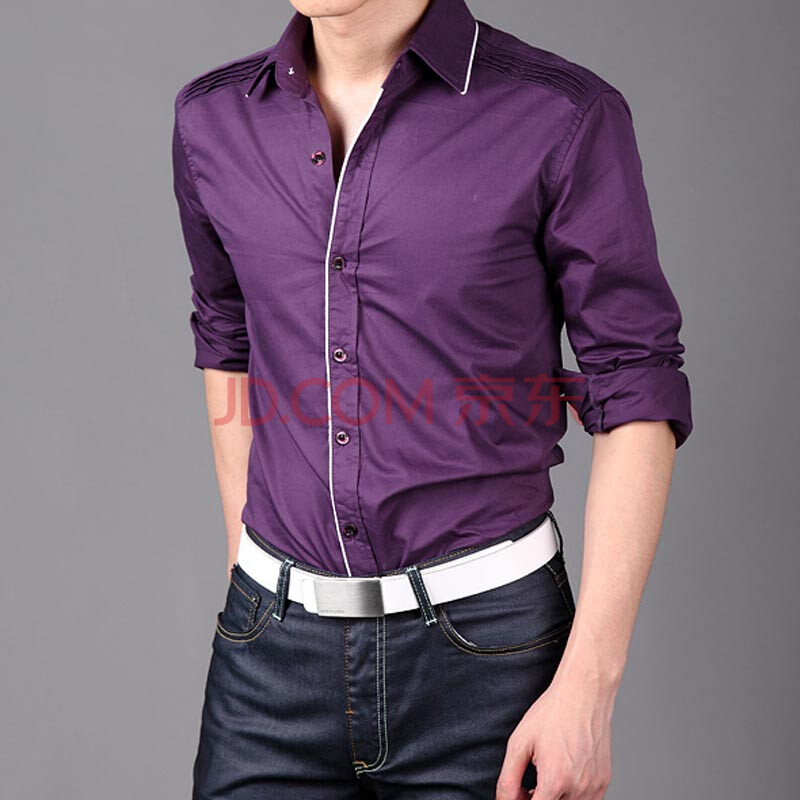 014春款男装时尚肩部褶皱 有型收腰长袖衬衫