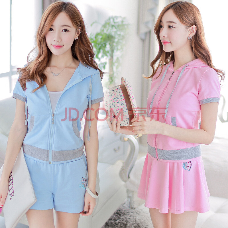 奇 夏装新款时尚绣花休闲套装<em>女短裤运动装</em>三