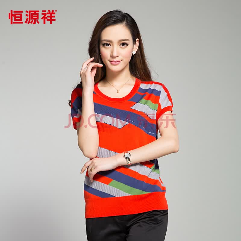 <em>恒源祥女装T恤</em>2014夏装新款雪纺衫短袖T恤圆