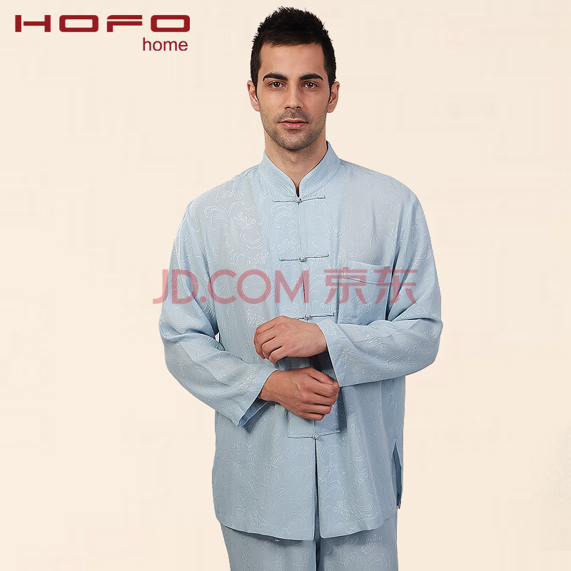 HOFO高档100%<em>桑蚕丝</em>中式<em>睡衣</em>套装<em>男士</em>真丝