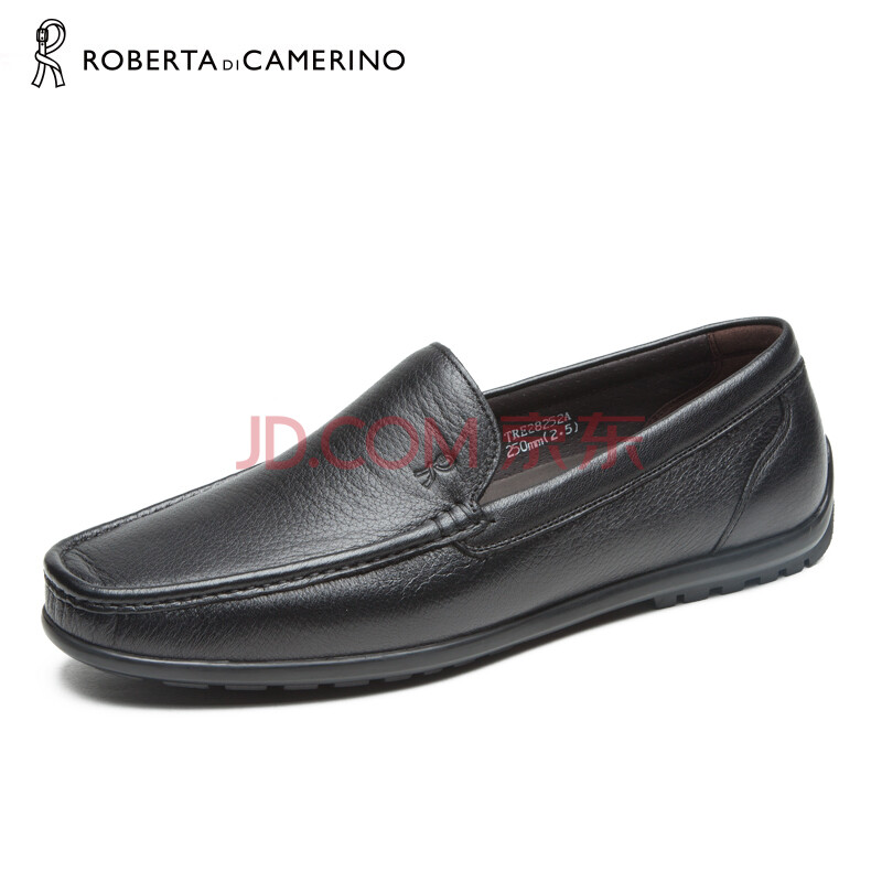 诺贝达 ROBERTA DI CAMERINO 男士鹿皮软底舒适商务休闲豆豆鞋 黑色 40