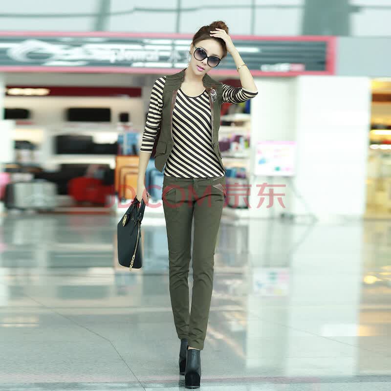 显瘦气质休闲<em>套装时尚</em>显瘦<em>马甲</em>三件套裤<em>牛仔</em>套