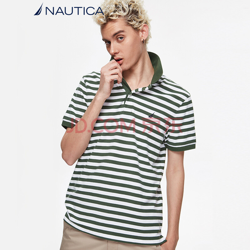 ¡¾×¨Çø2Ãâ1¡¿ÅµµÛ¿¨ NAUTICA ÄÐÊ¿ 18ÄêÐÂ¿î ¶ÌÐäÕëÖ¯ÌõÎÆPOOÉÀ KM8102 ¶àÉ«¿ÉÑ¡ ¾üÂÌÉ«3FJ M