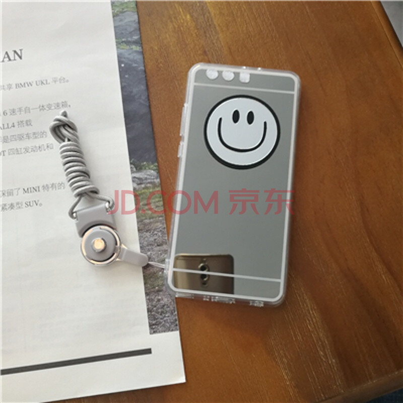 笑臉華為p10plus保護殼鏡面p10手機套硅膠防摔軟掛繩女男款潮 【p10】鏡面+銀微笑笑臉送掛繩