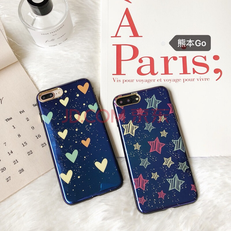 ¼òԼС°®ÐÄÆ»¹ûXÊÖ»ú¿ÇiPhone8plusÐǿձ£»¤Ì×7/7plus/6sÀ¶¹âÈí¿Ç i6/6s ÂúÌìÐÇ¿Õ-À¶¹â¿Ç