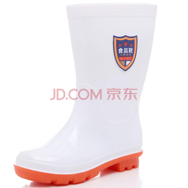 【新品促销】食品卫生靴白色雨鞋男女中高筒防滑耐磨水靴食堂医药劳保水鞋 3317男中筒白色卫生靴不加棉 39