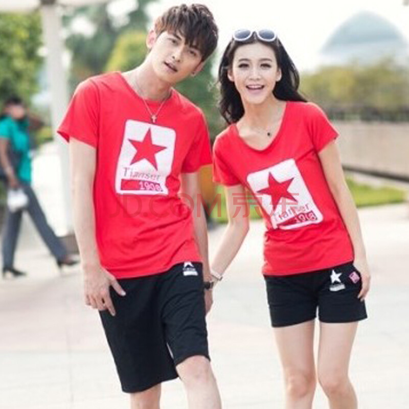 夏装新款韩版个性五角星男女班服情侣装<em>套装</em>情