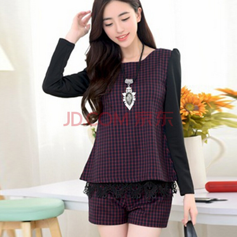 格缇妃 2014两<em>件套修身</em>女韩版休闲<em>短裤</em>套装长