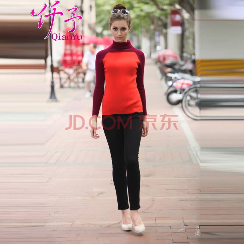 仟予 秋冬新款女装插肩<em>紧身高领</em>羊绒衫打底衫