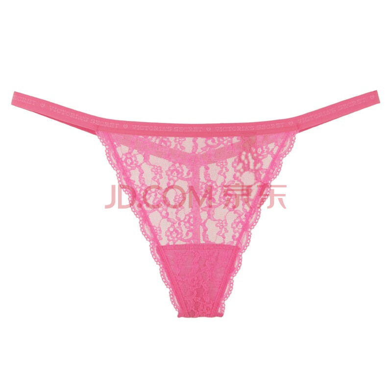 victoria"s secret 维多利亚的秘密女士性感蕾丝亮粉色丁字内裤st