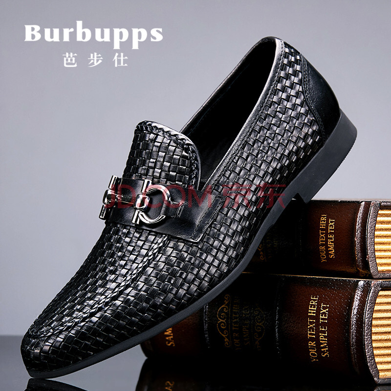 °Å²½ÊËBurbupps ƤЬÄÐÊÖ¹¤¶¨ÖÆÊæÊÊÉÌÎñÐÝÏÐЬţƤÏ𽺴óµ×Ì×½ÅÕýװЬ ºÚÉ«-±ê×¼Âë 40