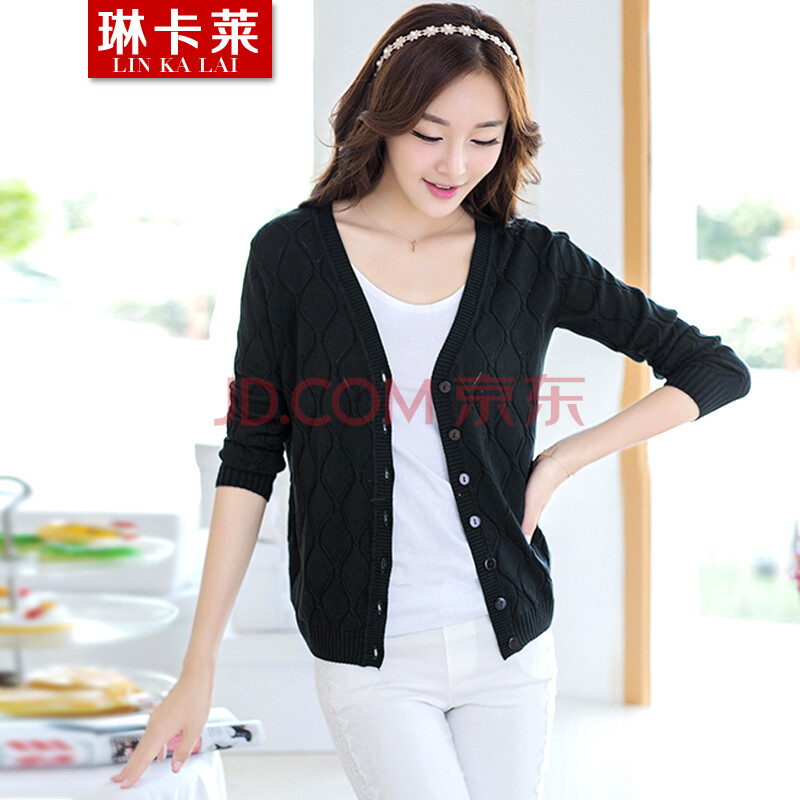 琳卡莱2014秋装新款纯棉毛衣<em>镂空织法</em>长袖针