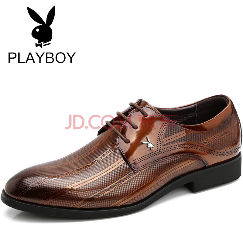PLAYBOYÄÐЬÌõÎÆÁÁƤÉÌÎñÕý×°ÄÐʿϵ´øÆ¤Ð¬ÄÐÕæÆ¤Í¸Æø¼âͷЬ×ÓÄÐ ×ØÉ« 40