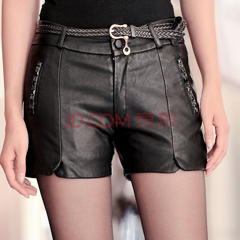最美传奇2014<em>新款女皮短裤</em>秋冬季韩版休闲黑