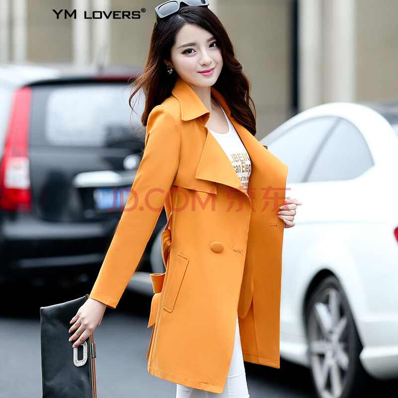ymlovers 风衣女大衣外套2015秋装新款韩版女装 jtyl1078 橙色 l