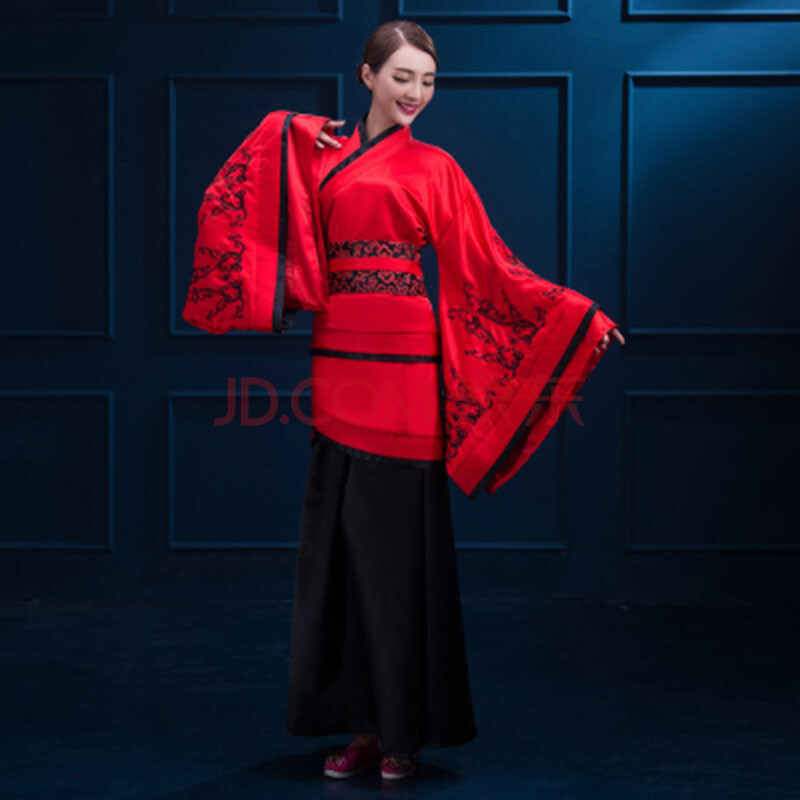 新款古装服装唐装汉服 古代新贵妃古筝演出服 七仙女舞台雪纺裙 古代