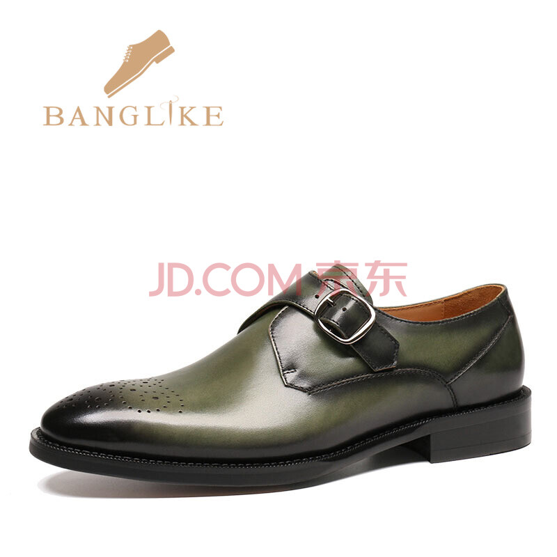 BANGLIKE ²¼Âå¿ËƤЬÄÐЬӢÂ×Õý×°ÉÌÎñÕæÆ¤µñ»¨Î÷װЬÊÖ¹¤¹ÌÌØÒì³± ÂÌÉ« 38