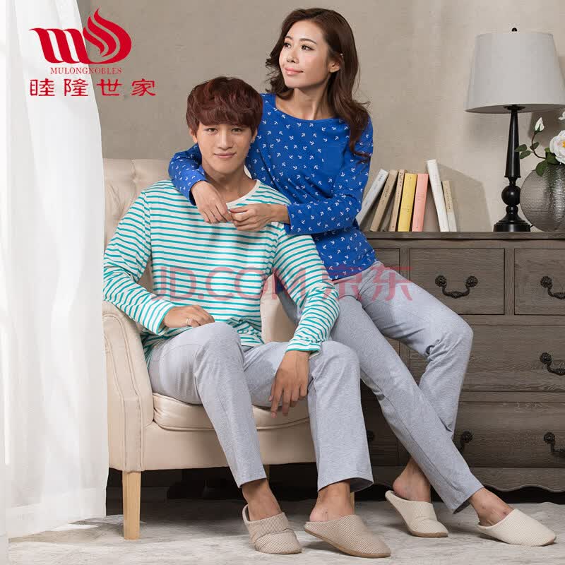 睦隆世家2014新款情侣<em>睡衣套装女</em>针织<em>纯棉外</em>