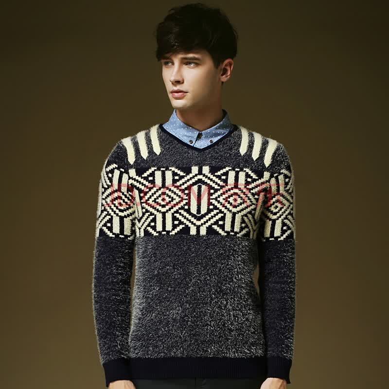 小牧草时尚男士<em>毛衣2014秋冬新款</em>欧美<em>男毛衣</em>