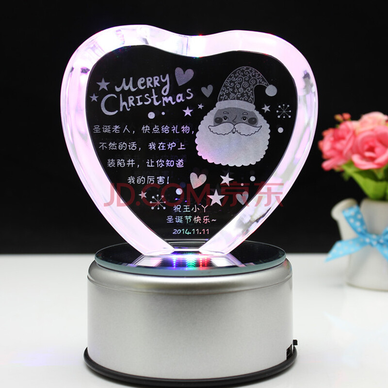 爱心水晶音乐盒礼物圣诞节生日礼物送女友创意礼品家居摆件 温馨祝福
