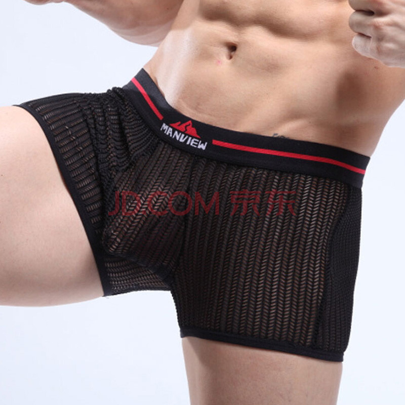 猛威 <em>男士</em>内裤平角裤性感<em>透明</em>透气孔<em>短裤</em> 正品