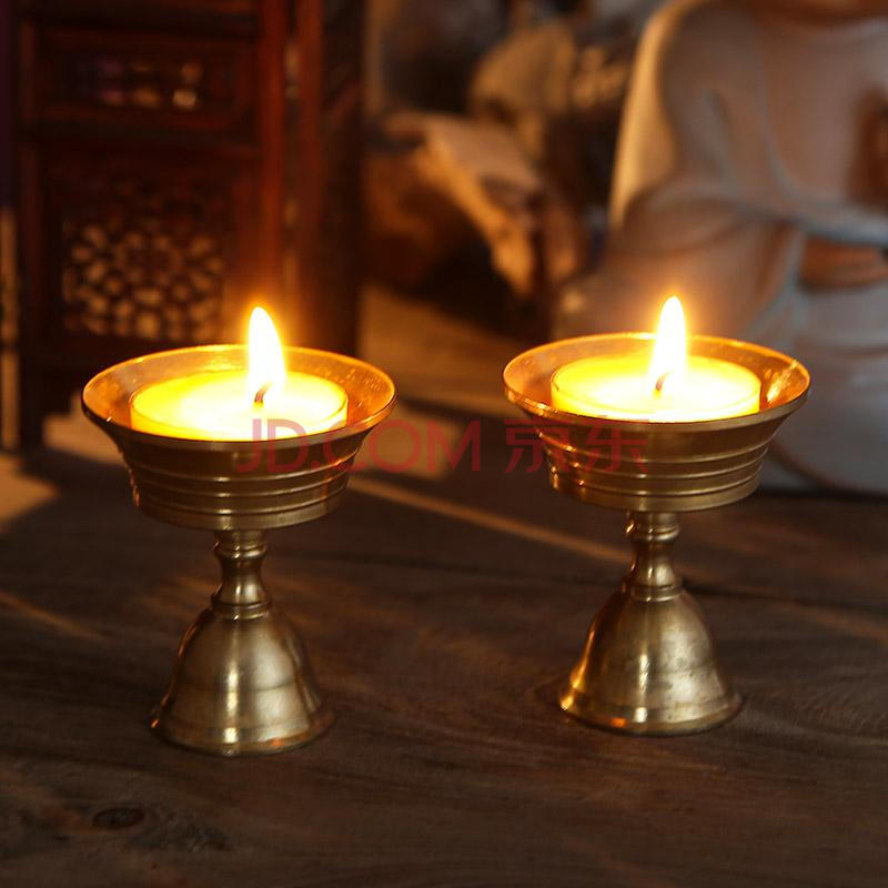 吉祥缘 蜡烛台酥油灯座纯铜长明灯佛灯供灯底座灯架家用供奉佛堂摆件